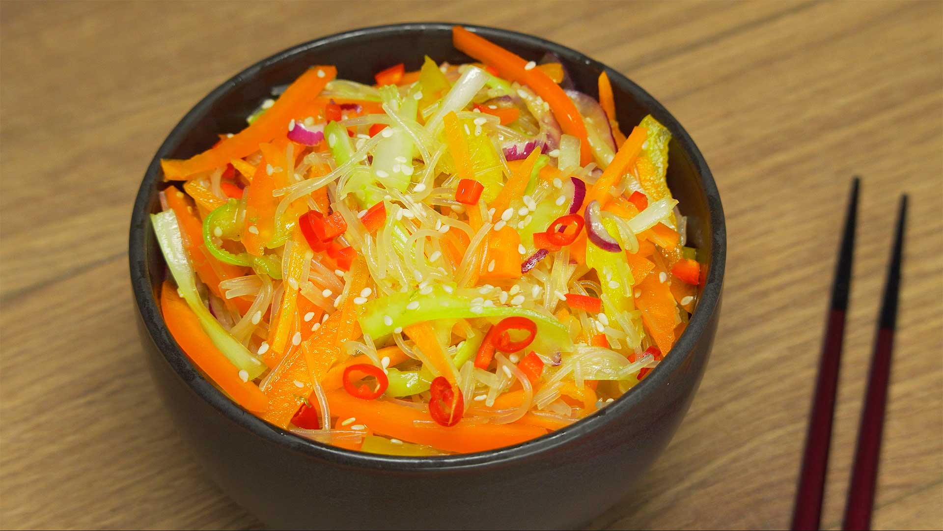Фунчоза по-корейски с овощами
